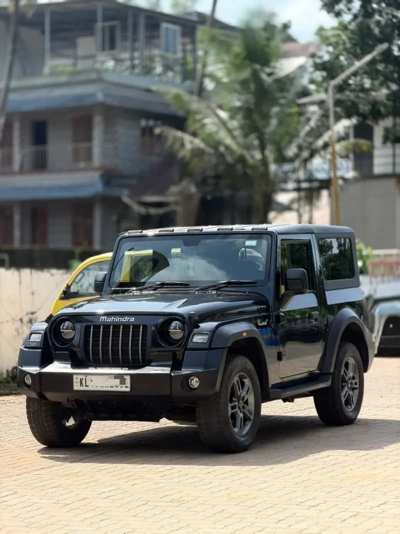 2021 Mahindra Thar 4x4 diesel in black, front three-quarter view from the left – RR Motors, Iritty, Kannur