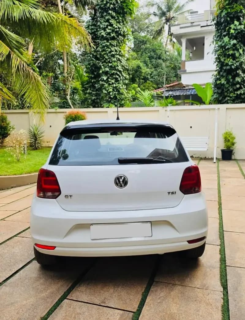 2015 Volkswagen Polo GT TSI automatic petrol in white, rear view with GT TSI badge – Car City, Mattanur, Kannur